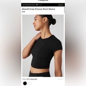 NWT ALO Alosoft Crop Finesse Short Sleeve